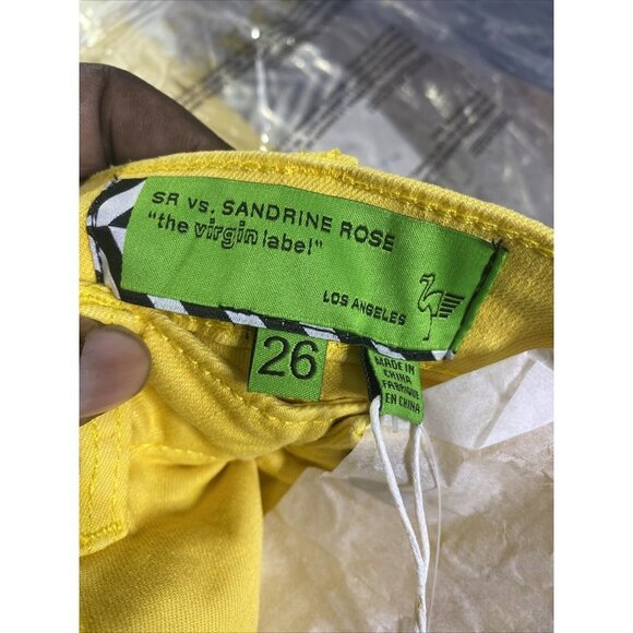 Free People x Sandrine Yellow Straight Leg Jeans Yellow Size 26 Pockets - Picture 3 of 6